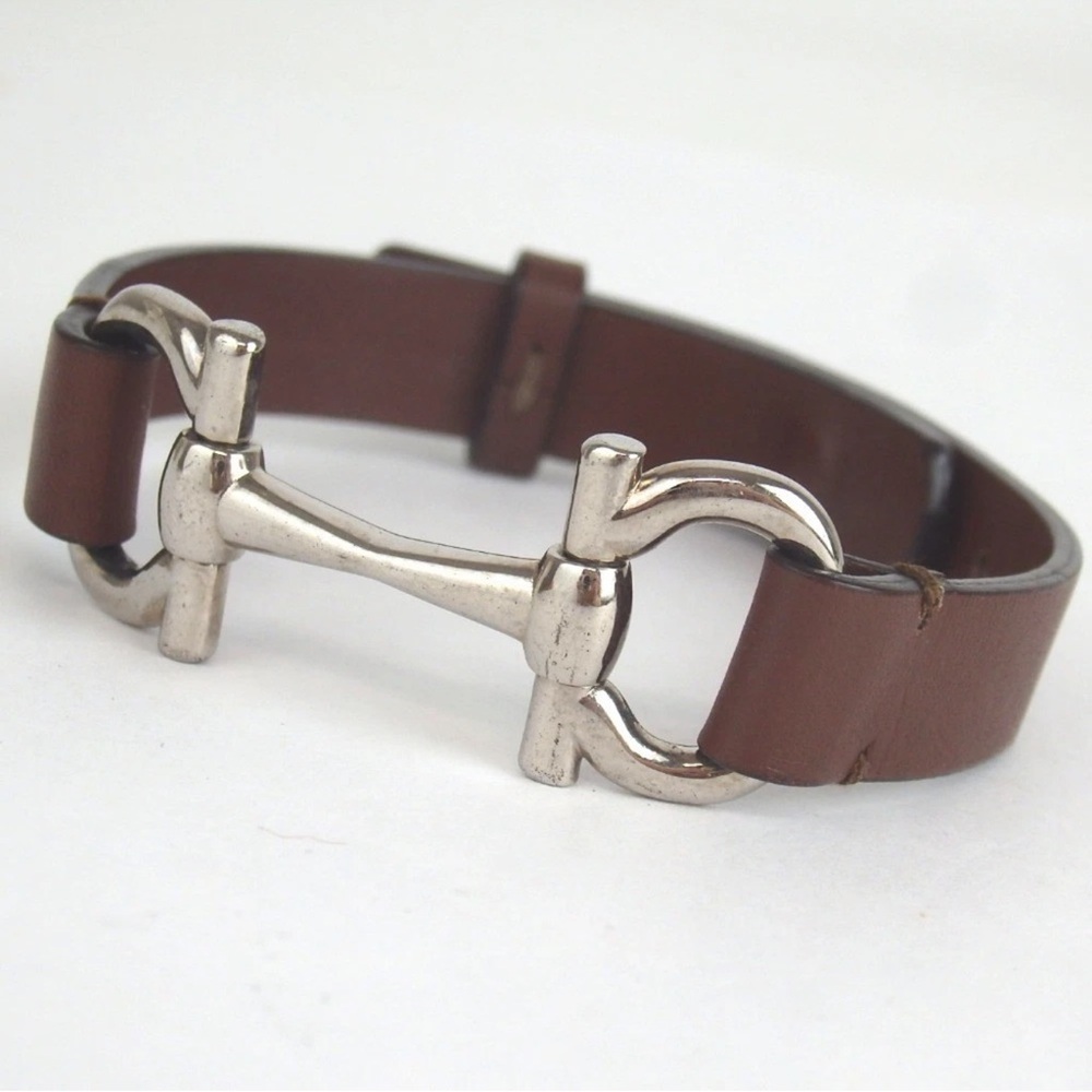 Authentic Salvatore Ferragamo Horsebit Gancini bracelet leather [Used]